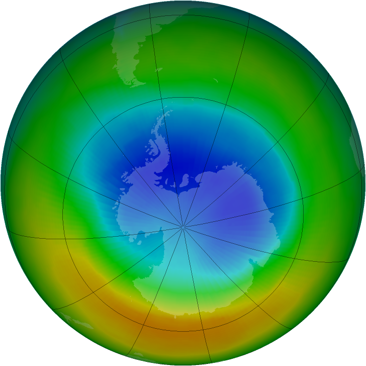 Antarctic ozone map for September 2002